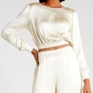 Express Satin Strong Shoulder Cropped Top | Size XL | Never Worn- NWT